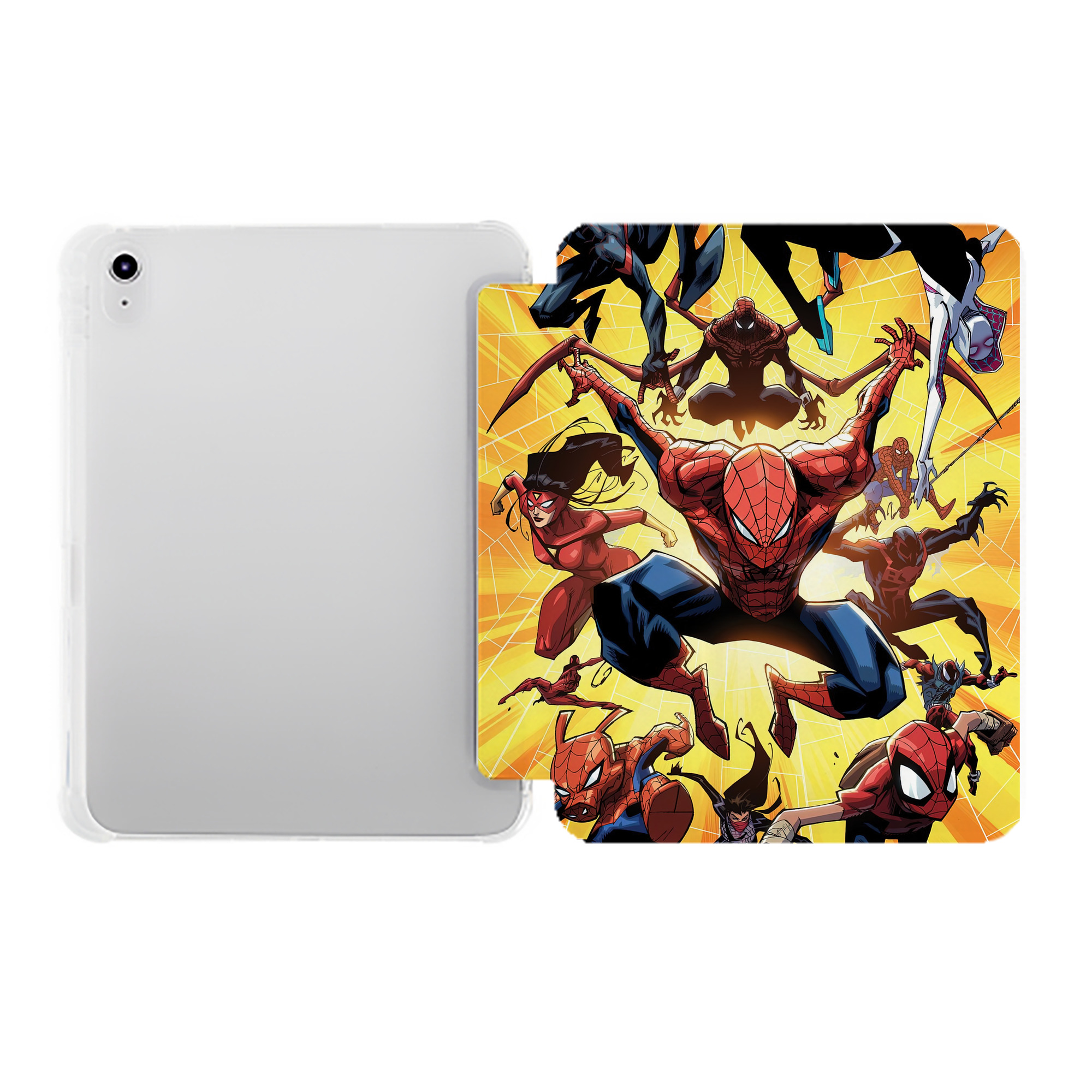 （画像用） Spider Man スパイダーマン IPad ケース ペン収納付き 三つ折りスタンド PUレザー×シリコン 対応機種9.5/10.5/10.9インチ